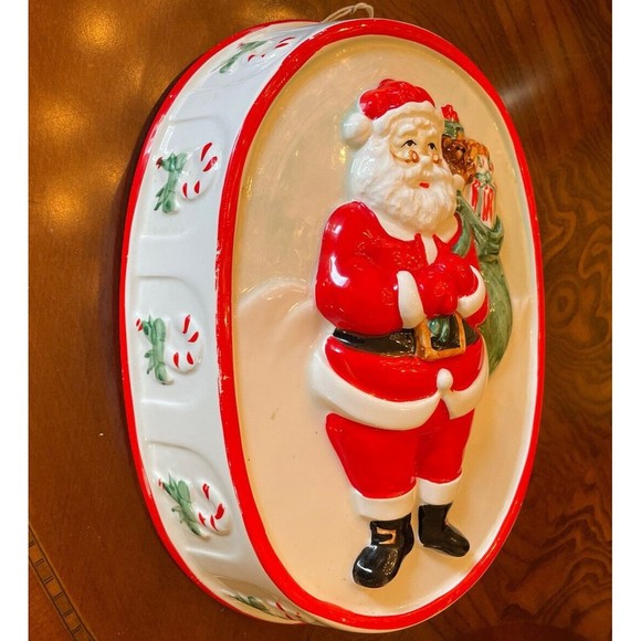 Set Of 3 Vintage Christmas Ceramic Hanging Molds, Santa Claus, Nutcracker, Tree - Picture 4 of 13